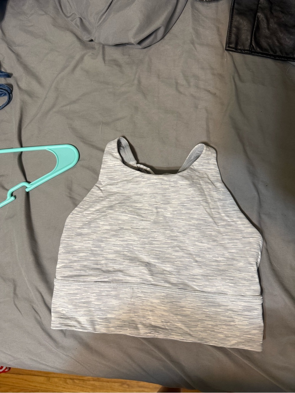 Lululemon Gray Striped High-Neck Women’s sports bra